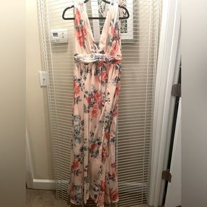 Floral pink floor length dress - never worn
